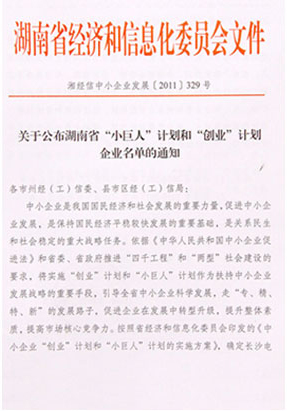 安博官网被评选为湖南省“小巨人”计划企业